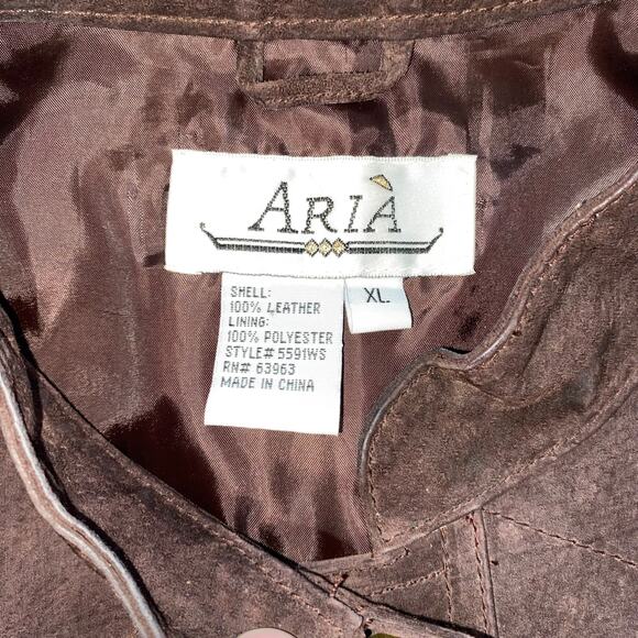VTG Aria Brown Suede Leather Jacket Womens XL Equestrian Military Brass Button - Picture 3 of 11